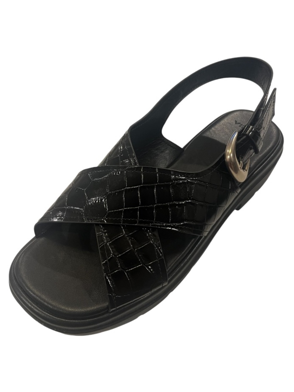 Vince Helena Slingback Leather Sandals Wom 8 - Croc Embossed Platform Chunky